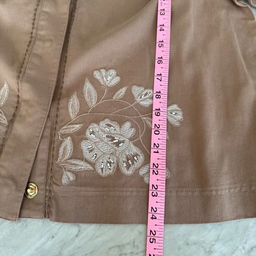 Chico's Dusty Rose Embroidered Collarless Blazer